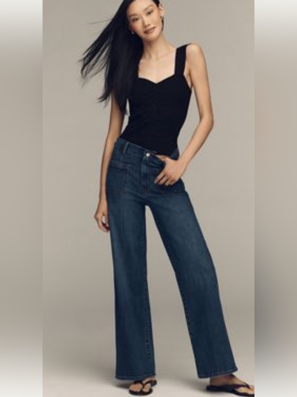 Frame Denim Indigo High-Rise Wide Leg Jeans